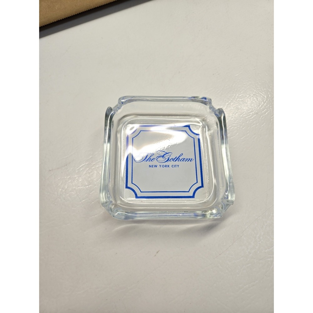 Rare Vintage  Ashtray The Gotham New York City NYC Glass Classy 3.5"